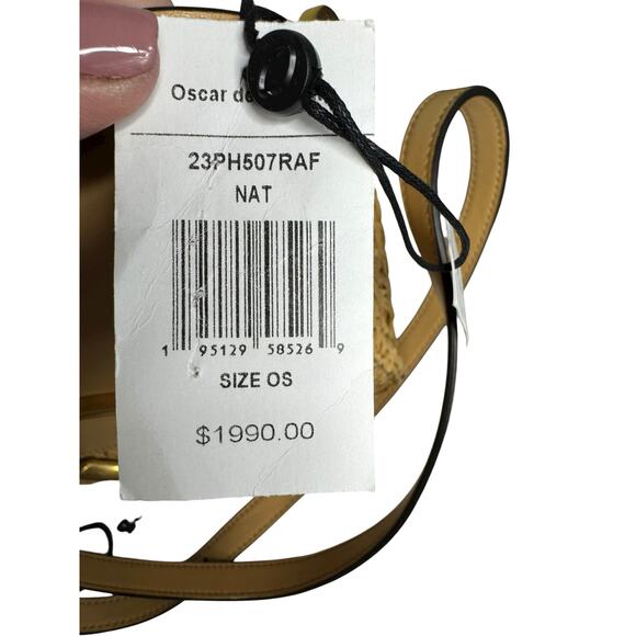 Oscar de la Renta NWT Oath Crochet Raffia Crossbody in Natural - Picture 4 of 16